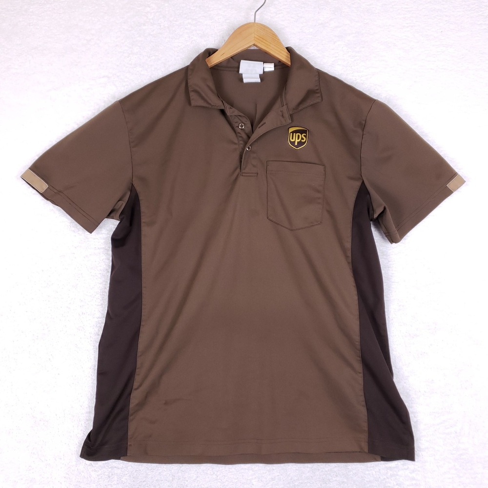 WearGuard Polo Shirt Mens Large Brown Short Sleeve Uniform Workwear Pocket